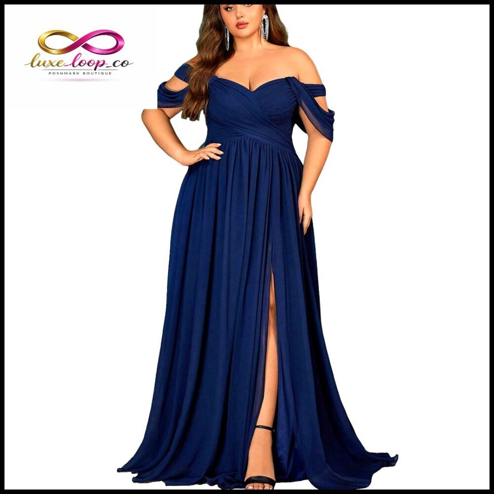 Plus Size A-Line Chiffon Maxi Dress Formal Evening Party Gown